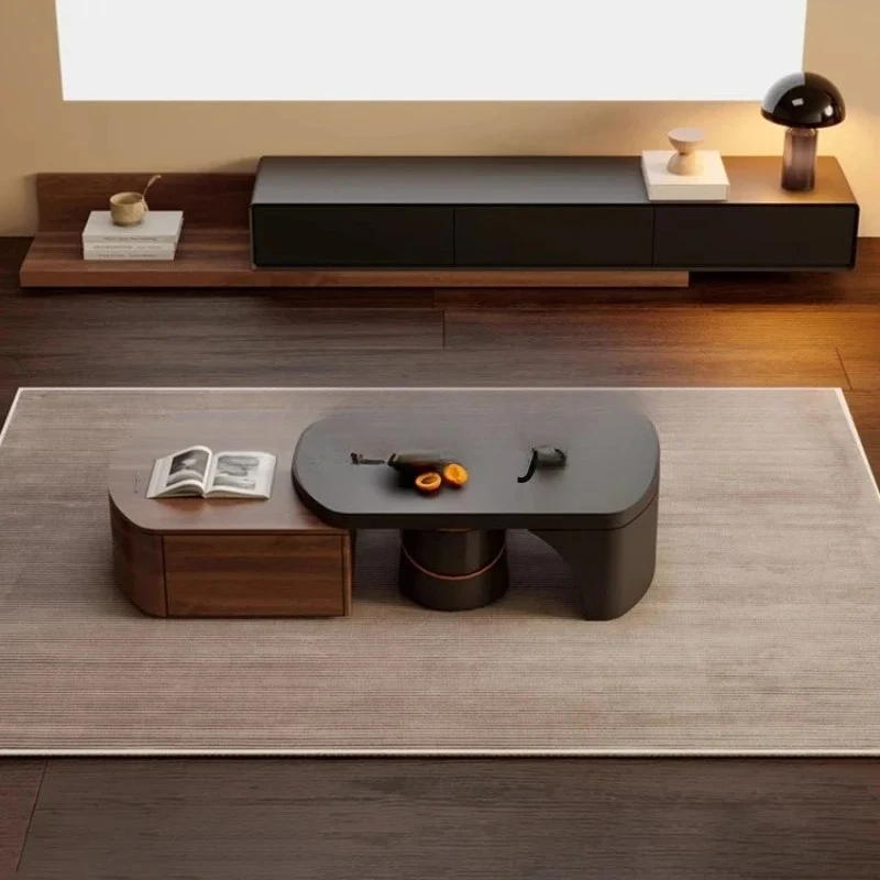 A Retractable coffee table simple modern multi-functional table living room home pure solid wood coffee table4593