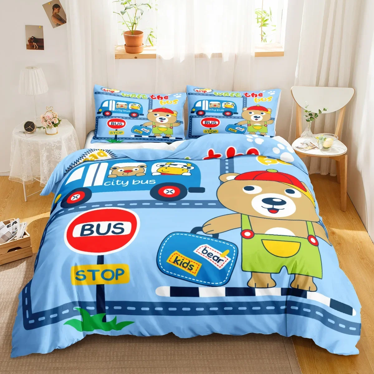 Cartoon Duvet Cover Set Cartton Car for Kids Teens Twin Bedding Set Bedclothes Car Theme Queen King Size Polyester Qulit Cover