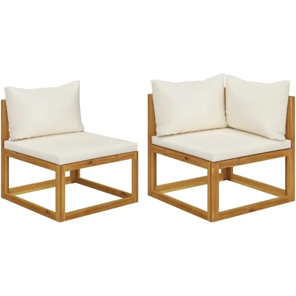 

2-Piece Solid Acacia Wood Patio Set with Cream Cushions for Outdoor Living