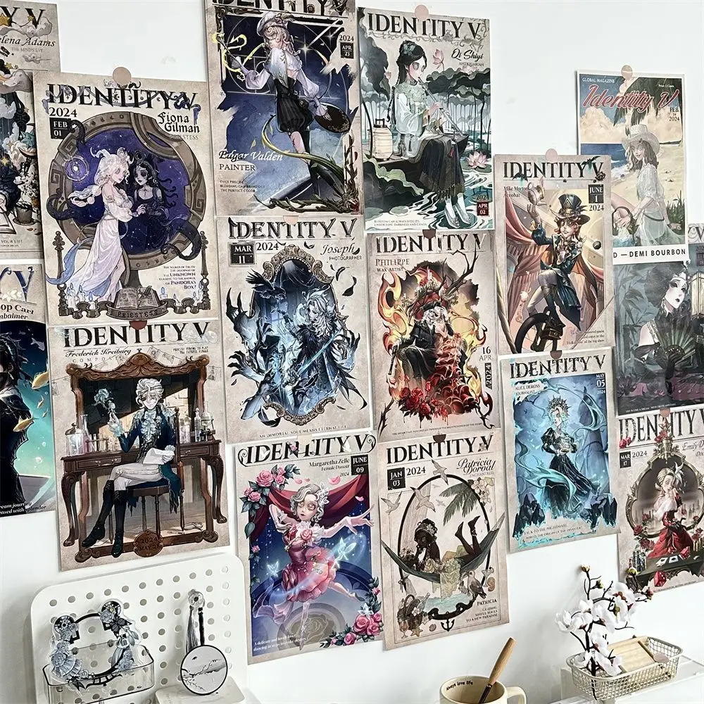 Affiche murale d'anime Identity V, autocollants muraux vintage pour décoration de chambre à coucher, décoration de dortoir d'étudiants