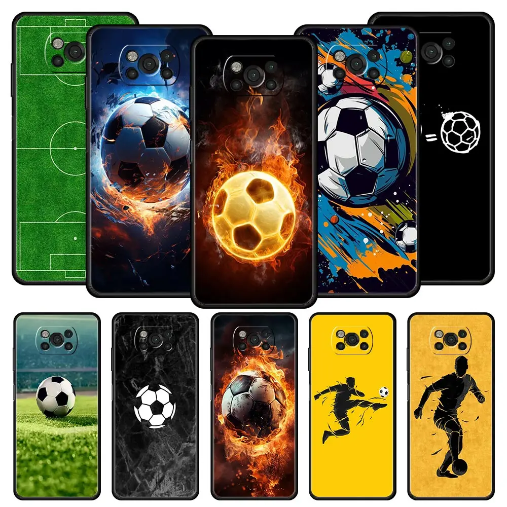 Coque de téléphone noire souple pour Xiaomi, casque, X6, X5, Tage Pro, 5G Bery, NDavid, F5, F4, M5 figurine, M3, F3, ightC51, C50, C55, football Passion, ballon de football