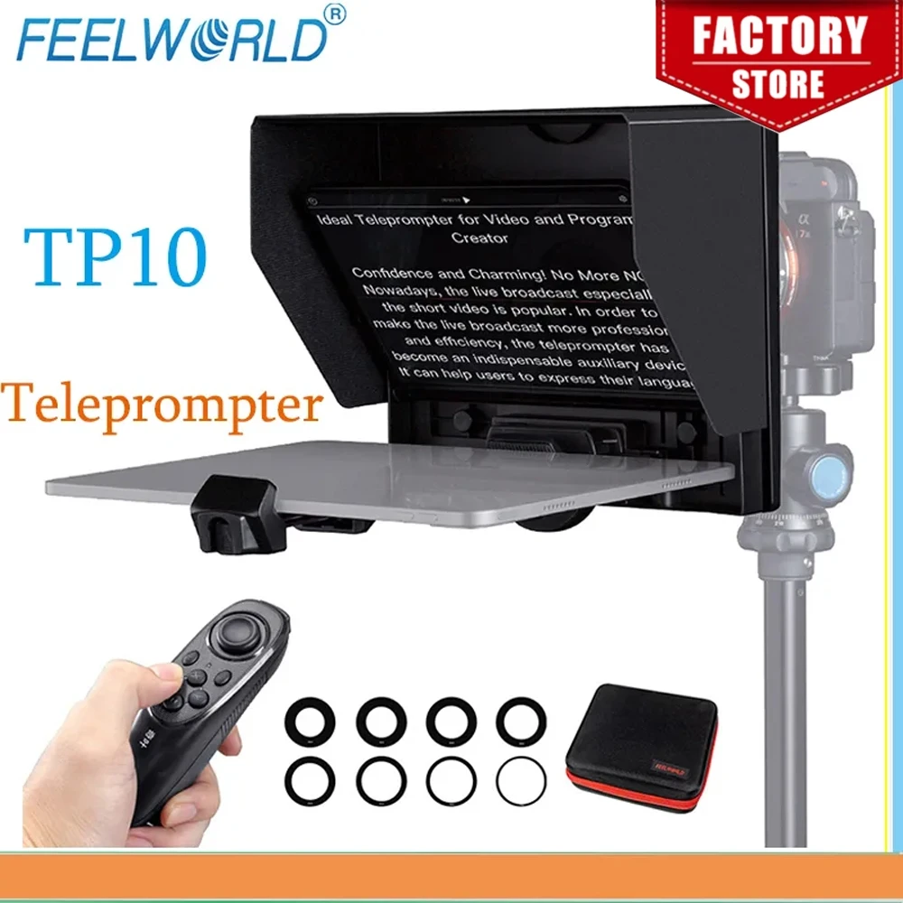 

FEELWORLD TP10 Teleprompter for iPad Tablet DSLR Camera & Smartphone Shooting APP Compatible with iOS/And /Android Case Included