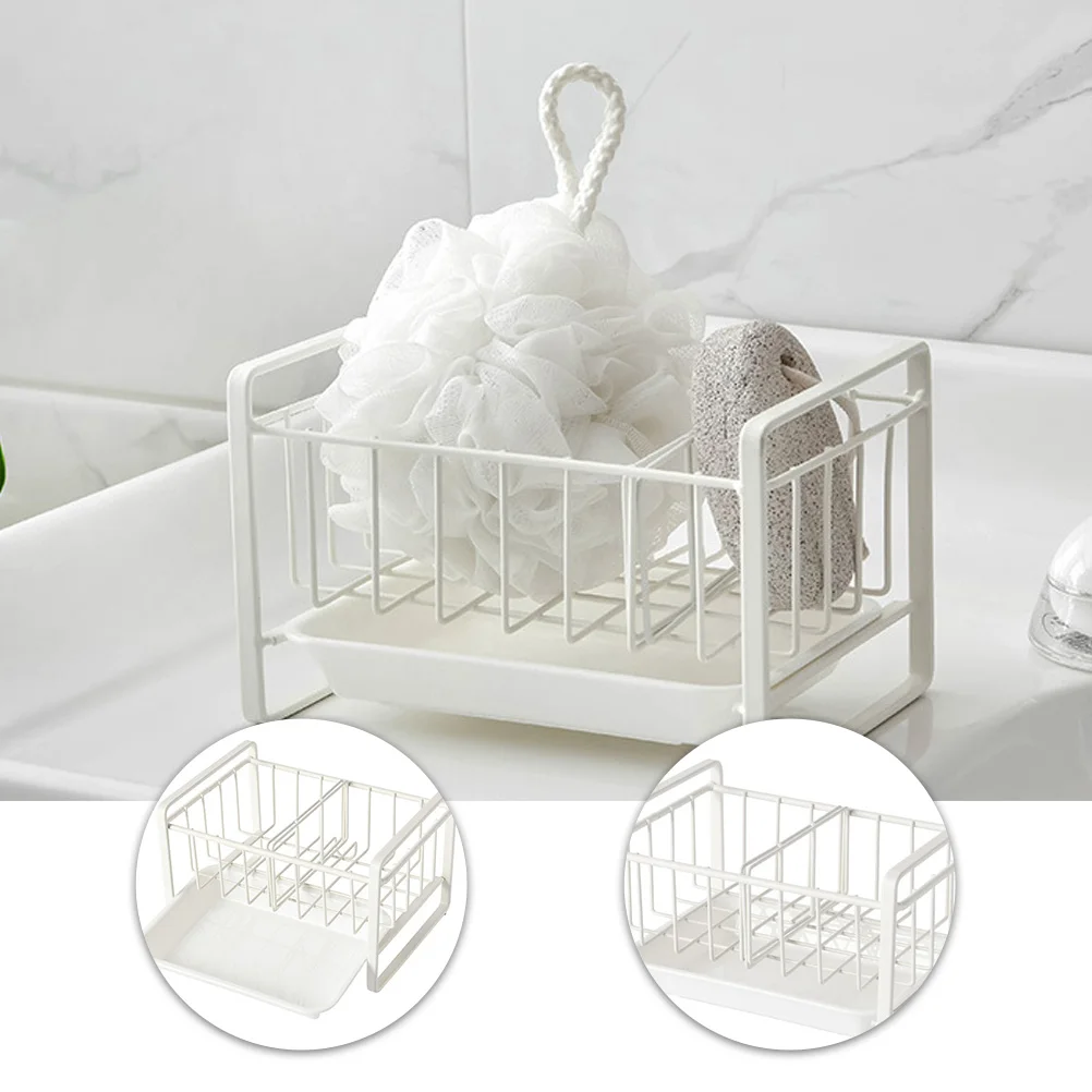 

Kitchen Sink Storage Ventilating Sponge Holder Bathroom Organizer Draining Rack Iron Mesh Basket Desktop Shower Rack Container