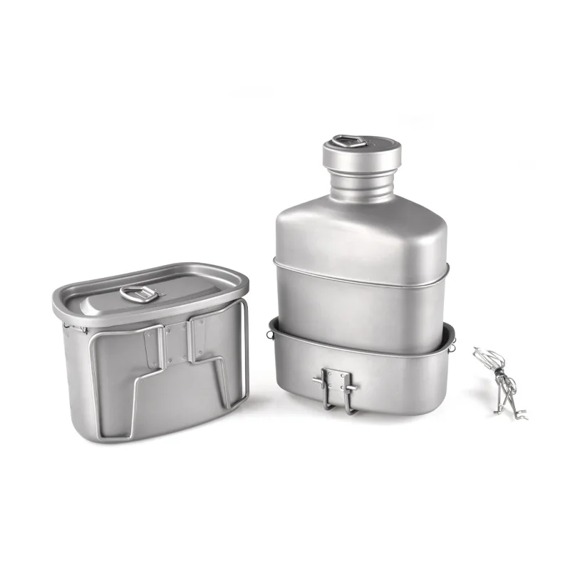 

Pure titanium kettle lunch box set lightweight portable folding multifunctional thickened outdoor camping household pot