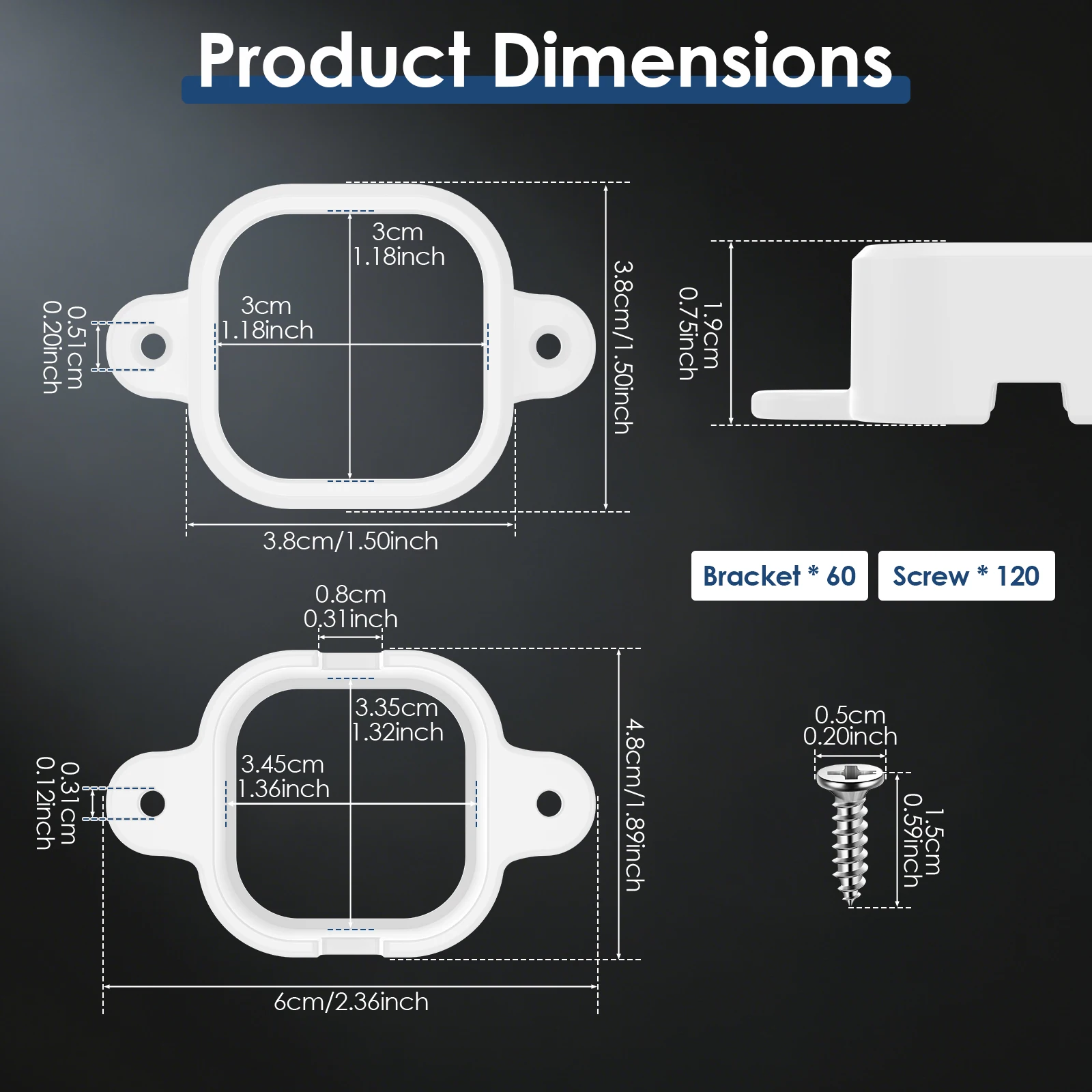60/180Pcs Light Clips Mounting Bracket For Govee H706/H706 Pro Outdoor Light Clips Install Firmly for Various Surfaces Like Wood