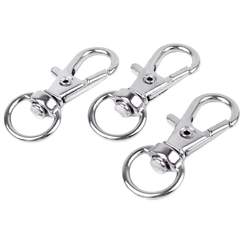 

AX83-100 Pieces Metal Swivel Clasps Lanyard Snap Hook Lobster Claw Clasp And Key Rings Keychain With 11Mm Screw Eye Pins