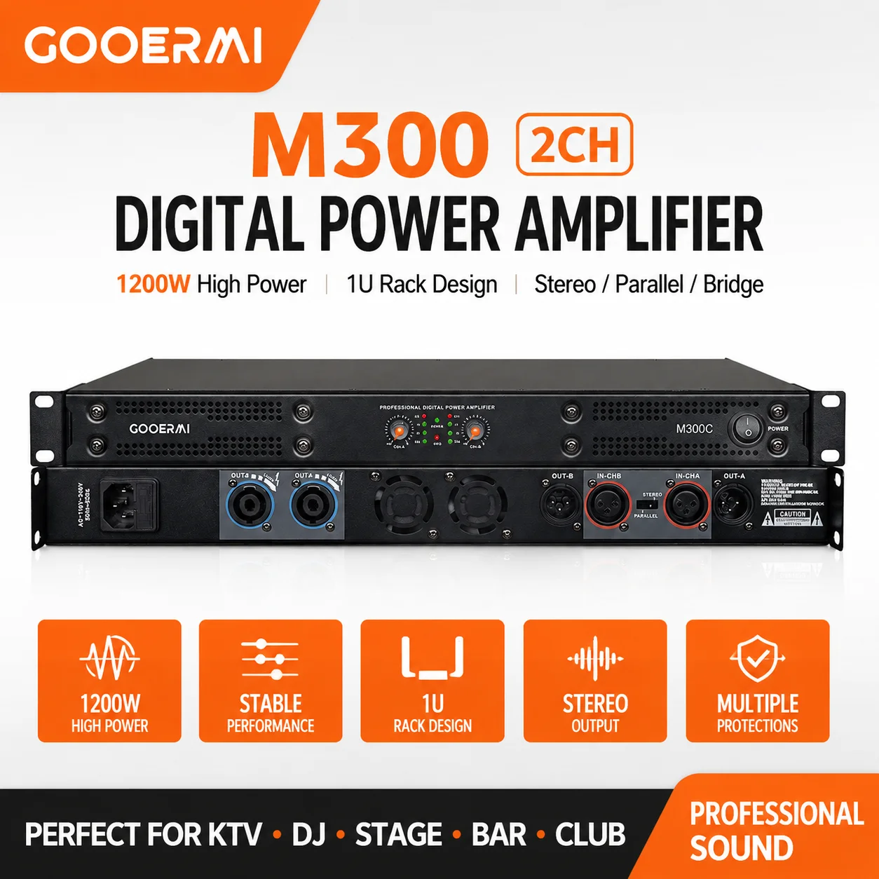 Outdoor Power Amplifier - مضخم صوت رقمي GOOERMI M300 ثنائي