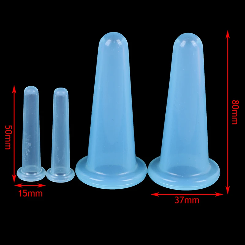 4pcs Silicone vacuum cupping cans for face neck massage anti cellulite suction cup