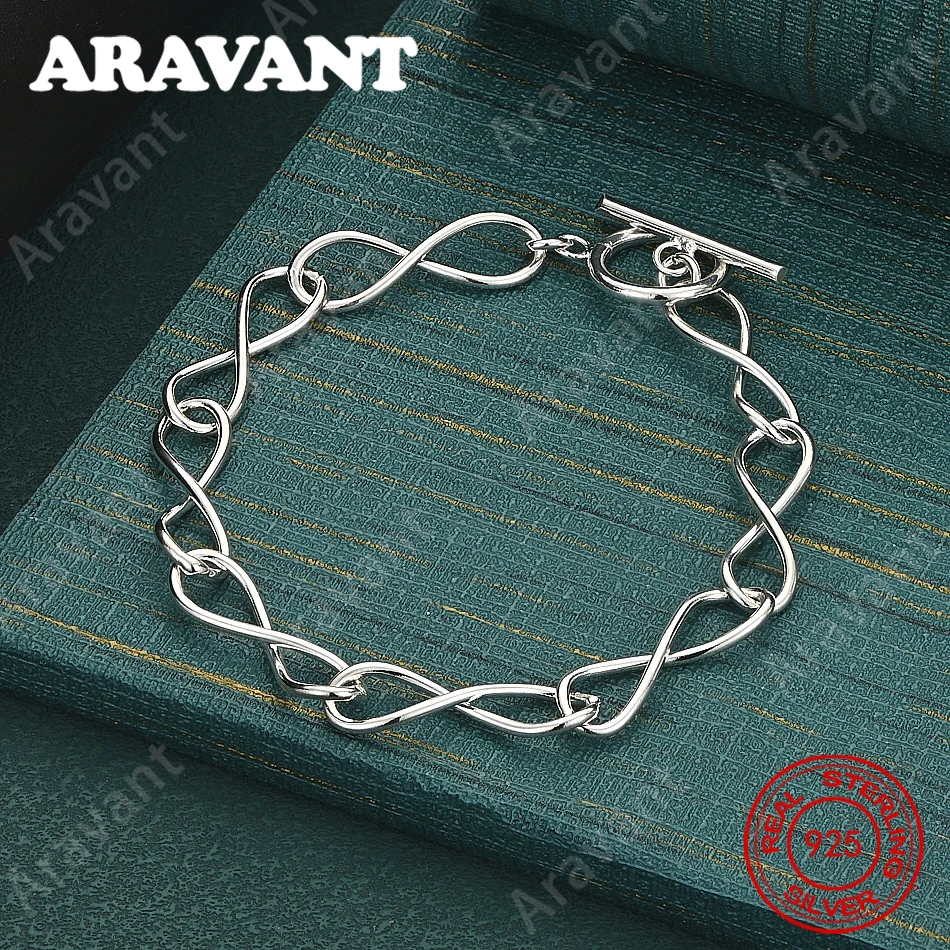 925 Sterling Silber Armband mit Figure-8-Verschluss für Damen – Vintage, elegant und edel, Partyschmuck