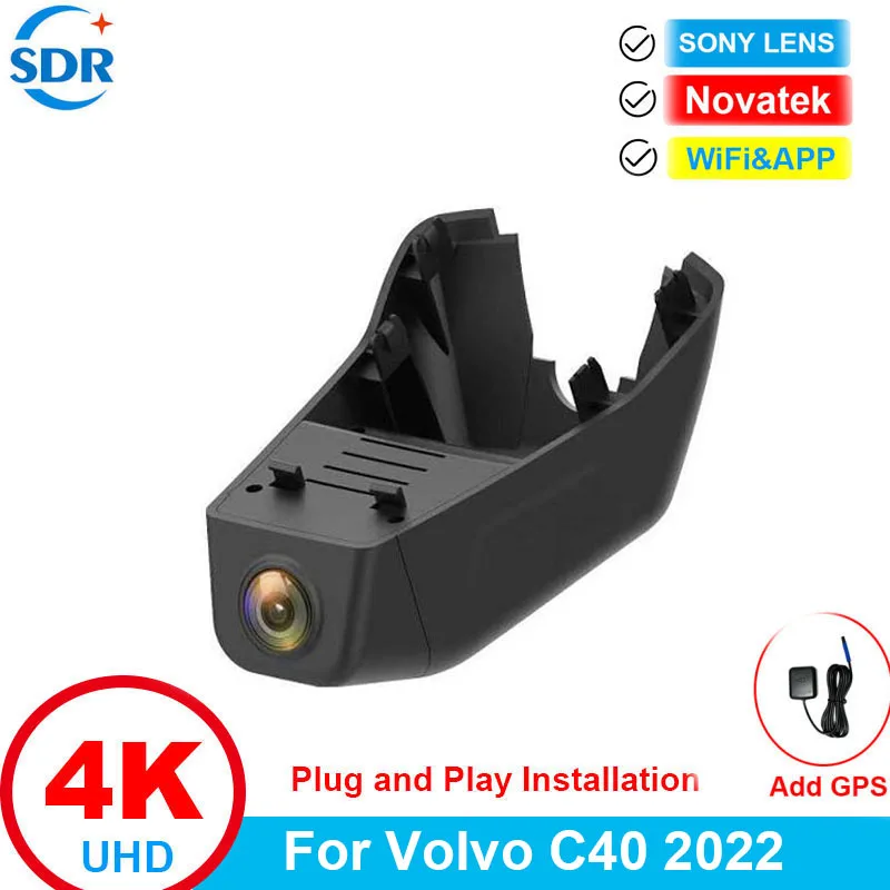 

Видеорегистратор 4K UHD Wifi DVR для Volvo C40 2022 2023, автомобильный видеорегистратор Plug and Play, OEM-стили, видеорекордер с управлением через приложение