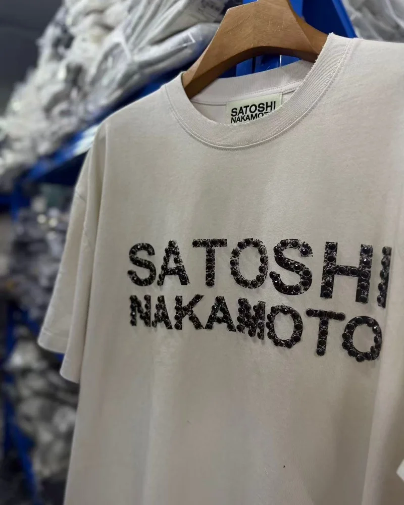 SATOSHI NAKAMOTO 26SS Men's Women's White Crew Neck Distressed Vintage New Loose-Fit Trendy