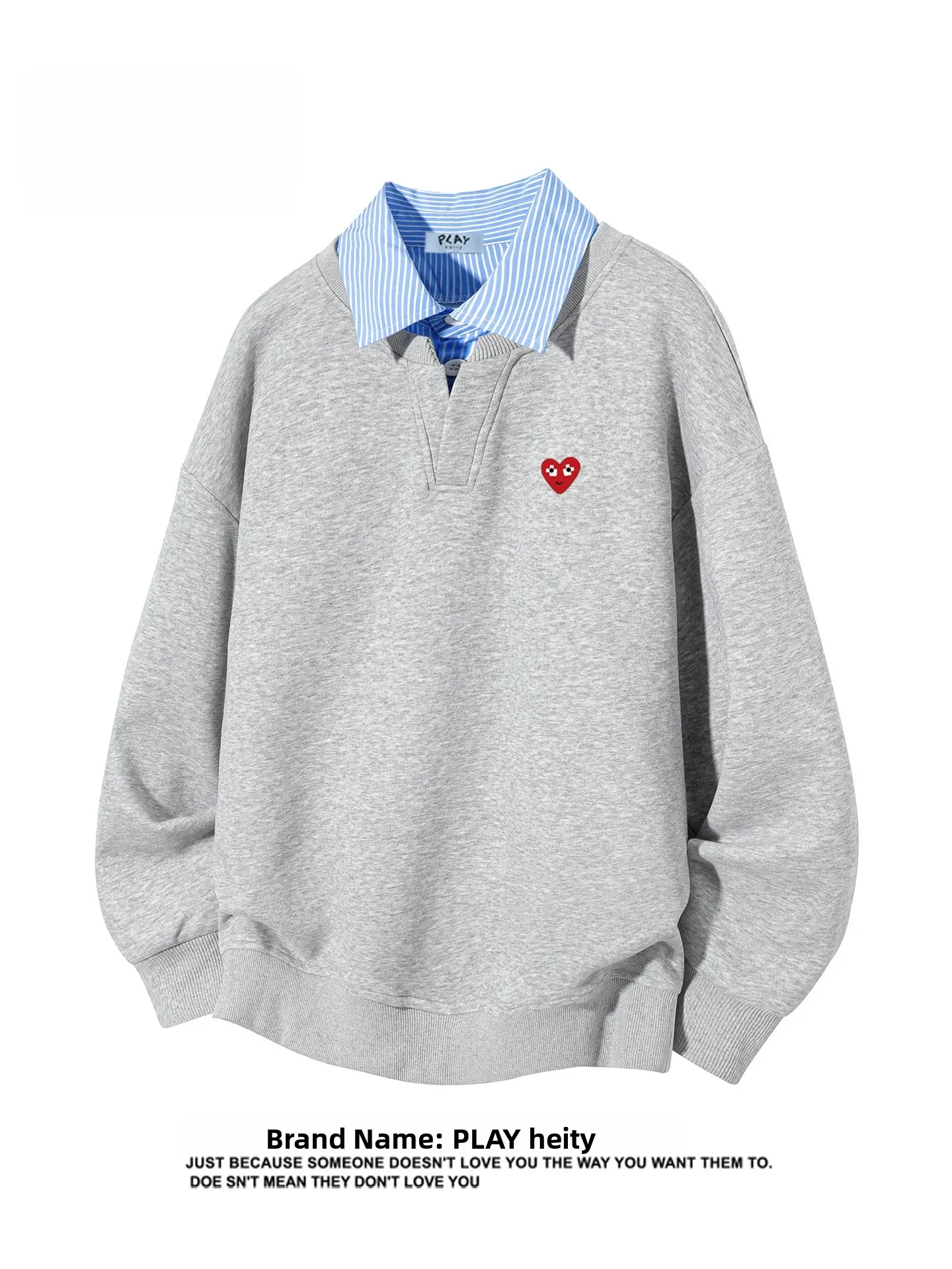 

Play Hei Casual Ne Stripe Patchwork Men's Sweatirt Simple Faion Brand Trendy Two-Piece Look Youthful ular Cot...