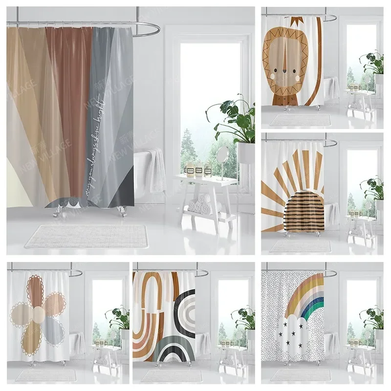 

Waterproof fabric shower curtains Bathroom curtain accessories 180x200 Bath curtain for shower 240*200 nordic boho decoration