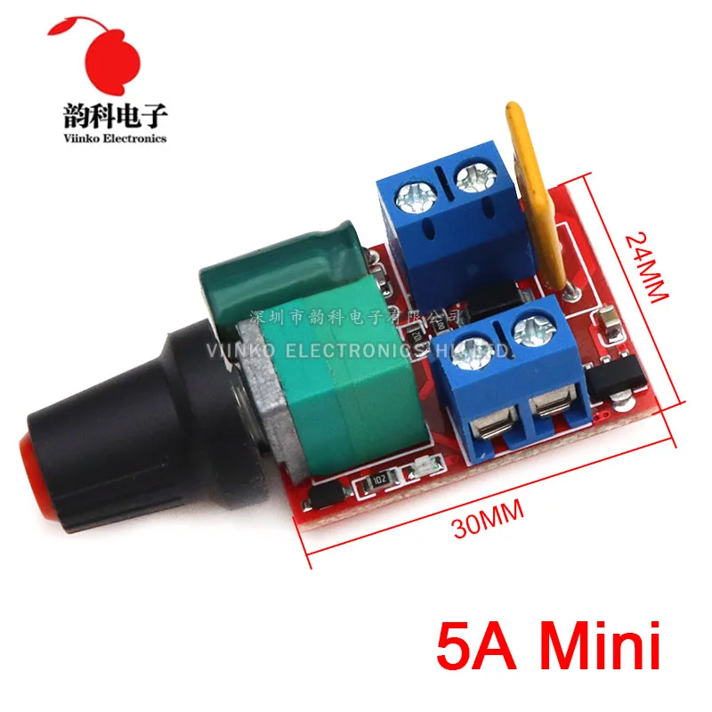 Mini 5A 90W PWM 12V DC Motor Speed Controller Module DC-DC 4.5V-35V Adjustable Speed Regulator Control Governor Switch 24V