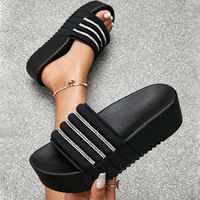Shoes Woman's Slippers Slides Med Platform Heeled Mules 2025 Flat High Rome PU Fabric PVC Shoes Ladies' Slippers Platform Sliper