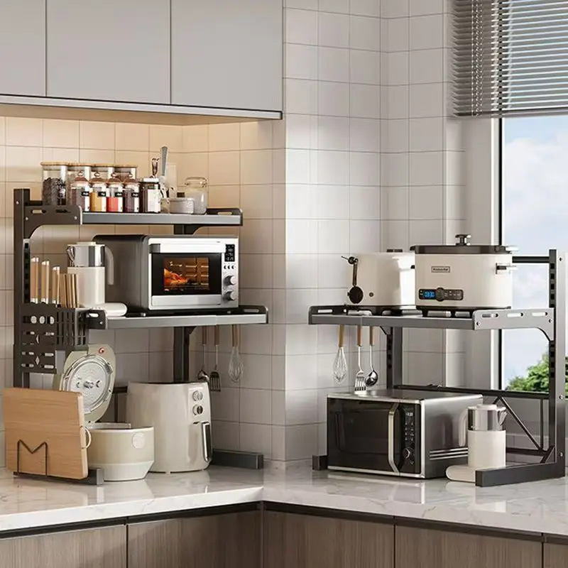 

Extendable Microwave Rack, Countertop Multi-Functional Oven Stand, Kitchen Storage Shelf, Kitchenware Organizer for Cooking