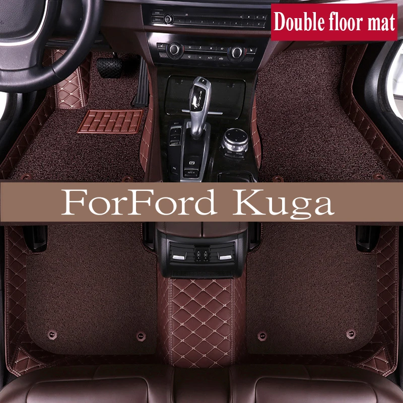 

Leather Car Floor mats For Ford Kuga Escape Facelift 2019 2018 2017 2016 2015 2014 Carpets Rugs Pads Interior Parts trunk mat