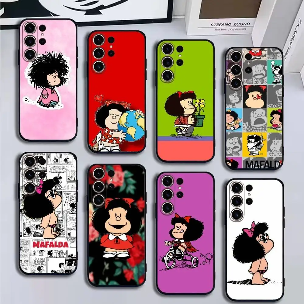 

M-Mafalda Phone Case For SamsungS25,24,21,22,23,30,Ultra,20,Plus,Fe,Lite,Note,10,9,Soft Black Cover
