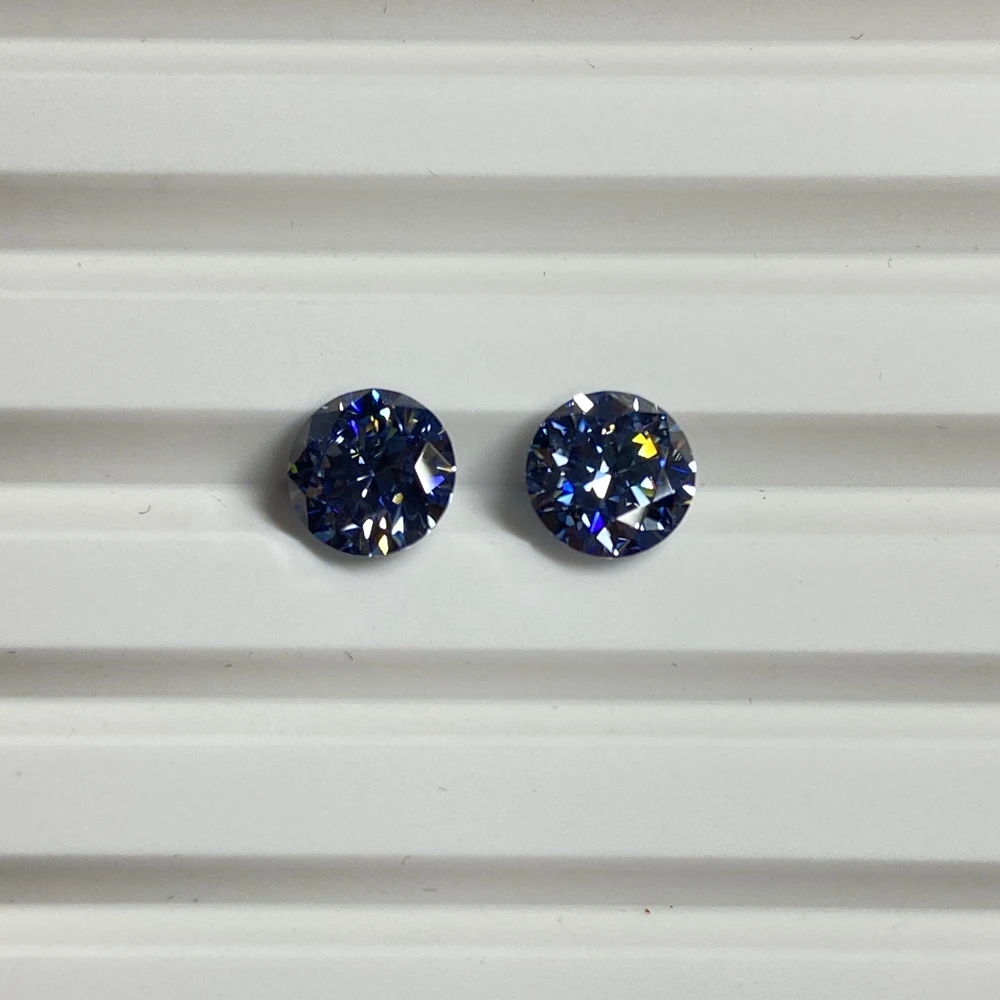 Round Dark Blue 1~10ct Gemstones With GRA Certificate Pass Lab Grown Moissanite Diamonds Tester for Jewelry making