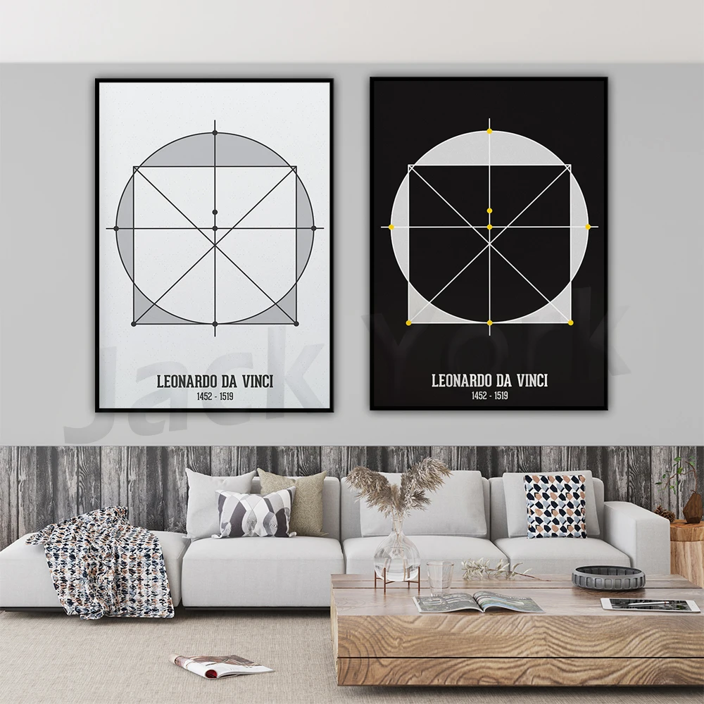Leonardo Da Vinci Poster,  Da Vinci Minimalist Wall Art, Famous Scientists Print, Gift for Artists