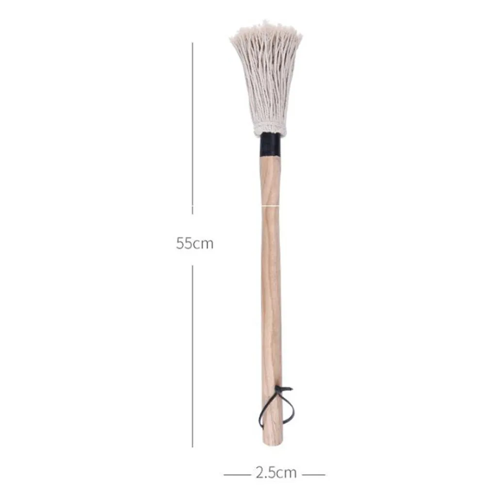 BBQ Basting Brush 19 Inch Cotton Thread Mop Wooden Handle Heat Resistant for Grilling Roasting Baking
