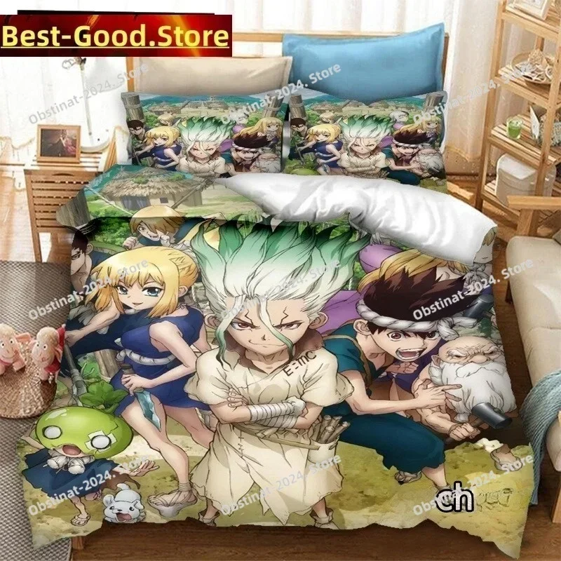 3D New Anime Dr.STONE Bedding Set Printed single Comforter Quilt Bed Cover Duvet Cover Pillow Case 3 Pieces Sets Kids Adult Size