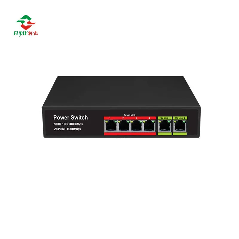 4 Port Poe Switch Manufacturer 2 Uplink Poe 802.3af 48v Network 4 Ports Gigabit Unmanaged poe Switch