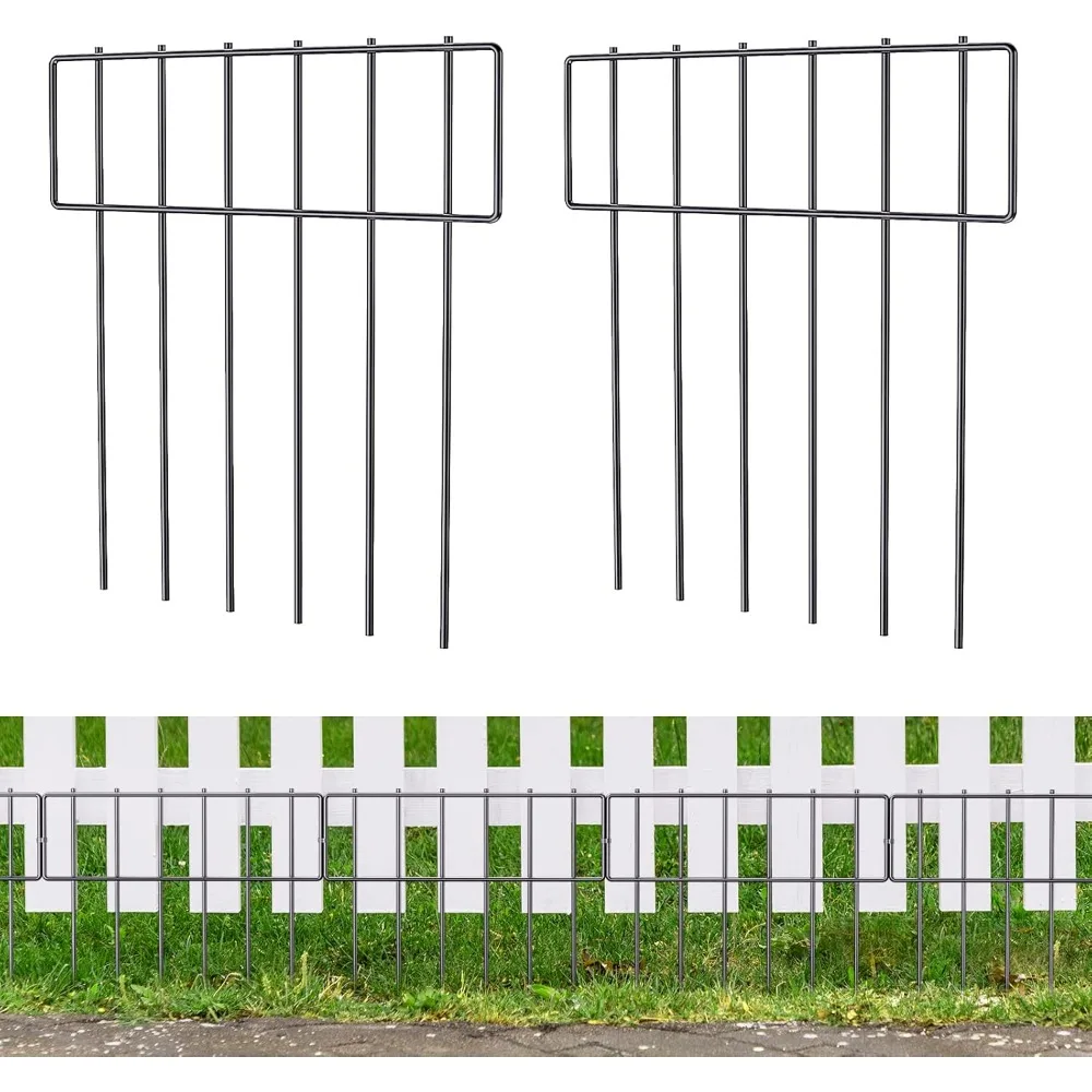 

Rustproof Metal Wire Garden Border Fence, Dog Rabbits Ground Stakes Fence for Garden