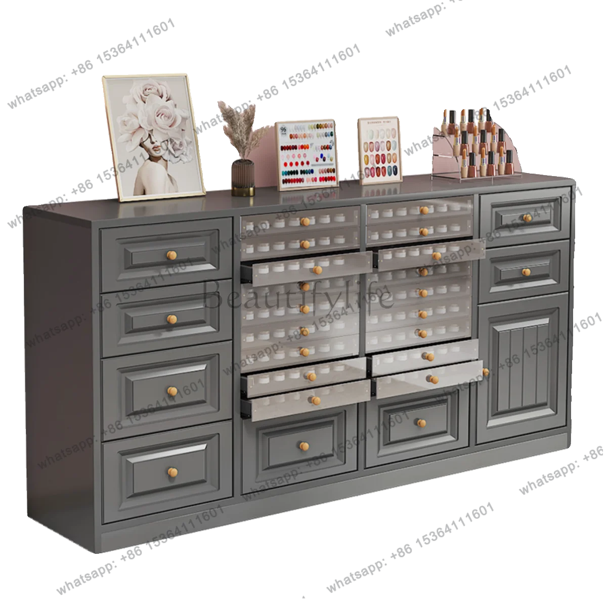 

Nail polish display storage Nail cabinet Drawer storage Floor-to-ceiling wall cabinet