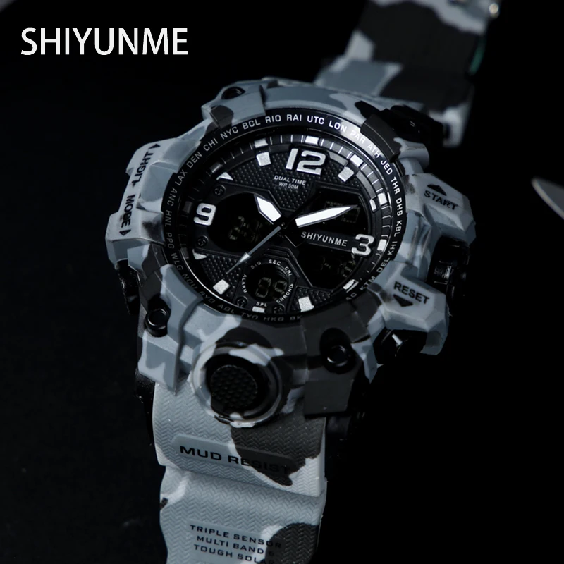 SHIYUNME New G Style Men LED Digital Quartz Watch Dual Display Military Sports Outdoor Waterproof Men\'s watch Relogio Masculino