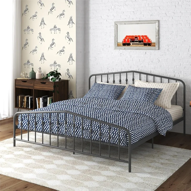Bushwick Metal Platform Bed Sturdy Construction Adjustable Height Strong Support No Box Spring Needed Under Bed Storage Easy