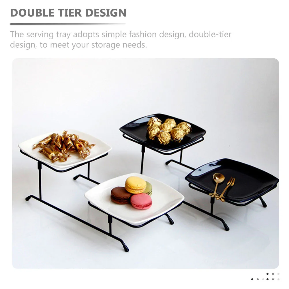 

1Set Multi Purpose Fruit Tray Simple Fashion Design Double Layer Cake Display Holder for Home Restaurant Cafe Party Use
