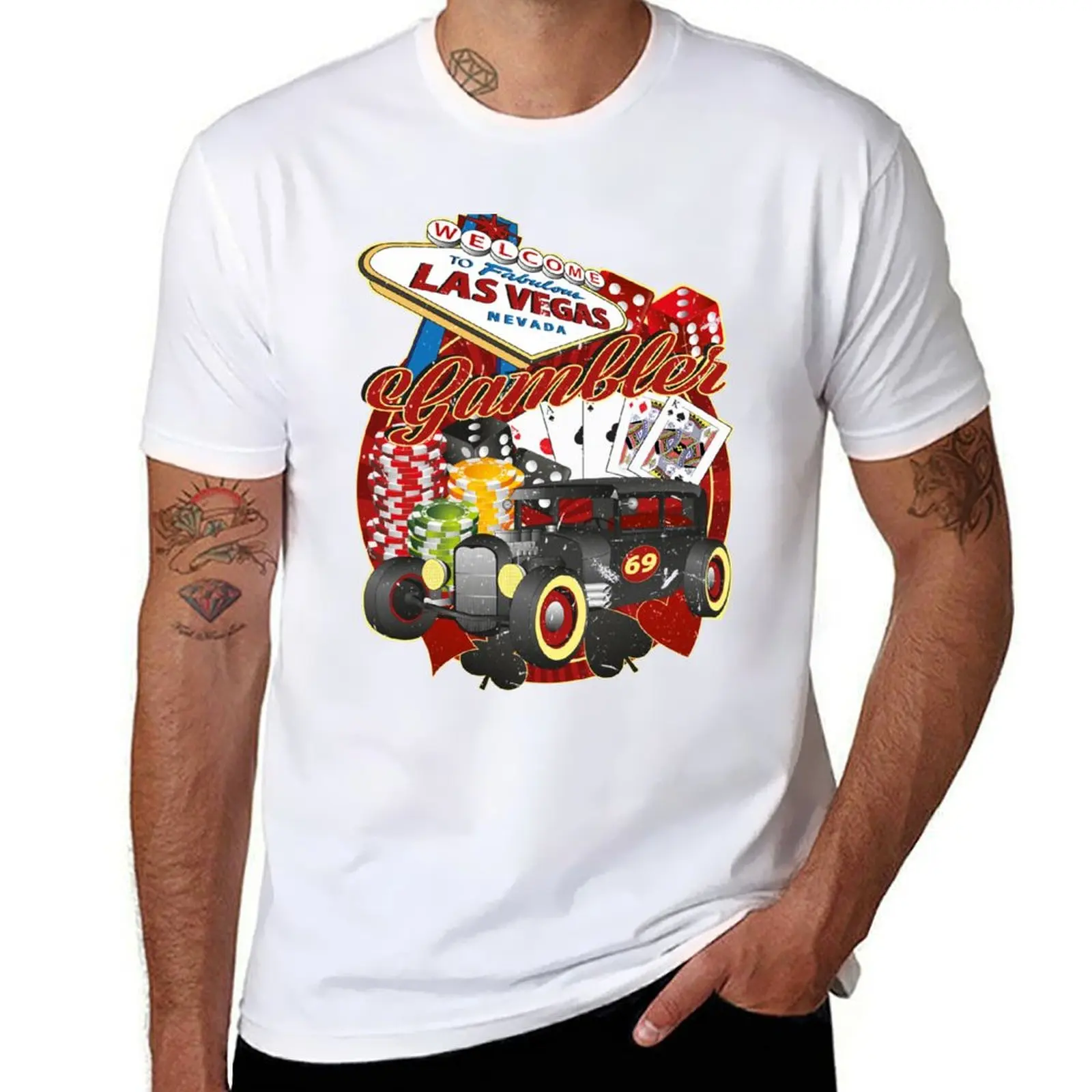 

Rockabilly Gambler Hot Rod T-Shirt t shirt custom print man t shirt heavy cotton T-Shirt