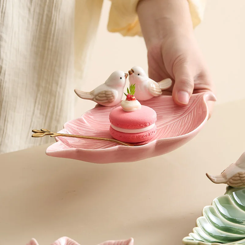 New Cute Bird Dim Sum Tray Ceramic Jewelry Storage Tray Creative Shelf Dim Sum Tray Home Tea Table Desktop Decoration Gifts