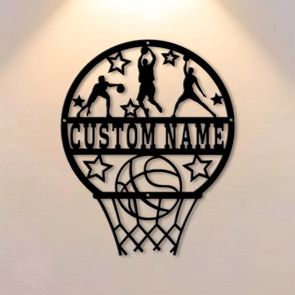 Customizable Iron Basketball Decorative Plaque, Personalized Wall Art Decor, Suitable for Sports Enthusiasts, Holiday Ornaments,