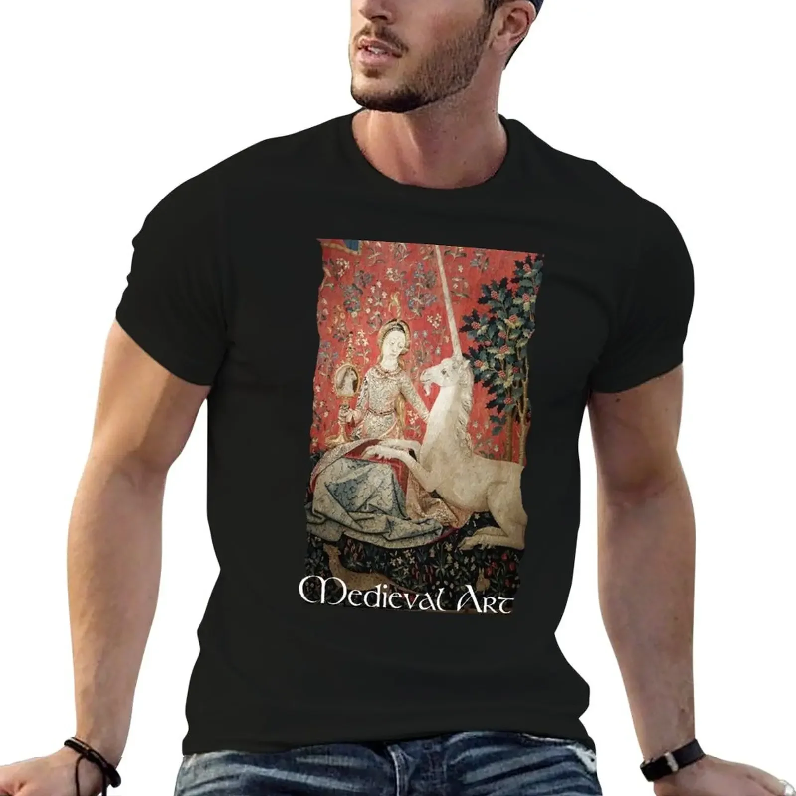 Medieval Art - Lady and the Unicorn (by ACCI) T-Shirt aesthetic clothes street wear anime t shirts Short sleeve tee mens clothes