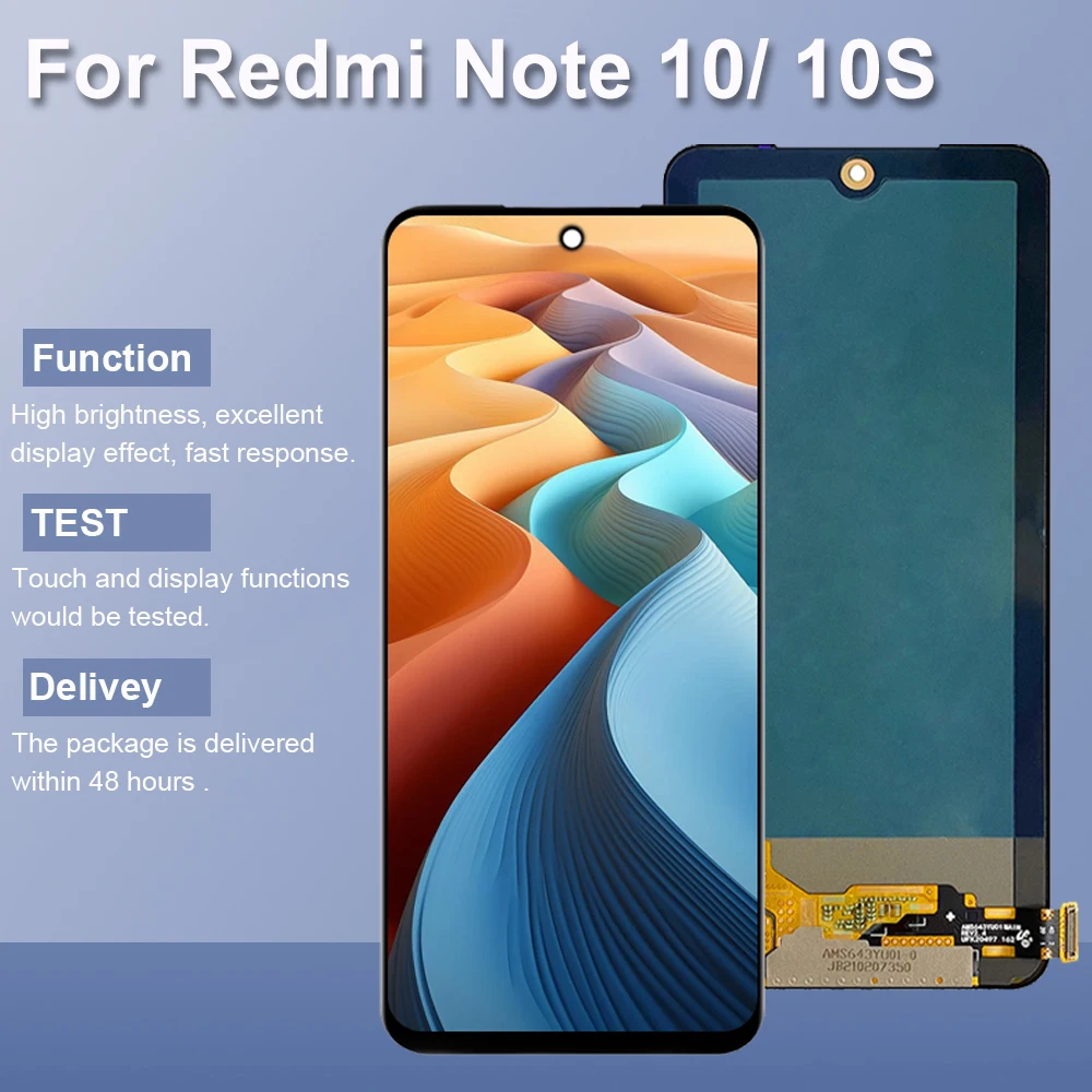 

6,43-дюймовый AMOLED-экран для Xiaomi Redmi Note 10 M2101K7AI M2101K7AG ЖК-дисплей с сенсорным экраном и дигитайзером в сборе для Redmi Note 10S