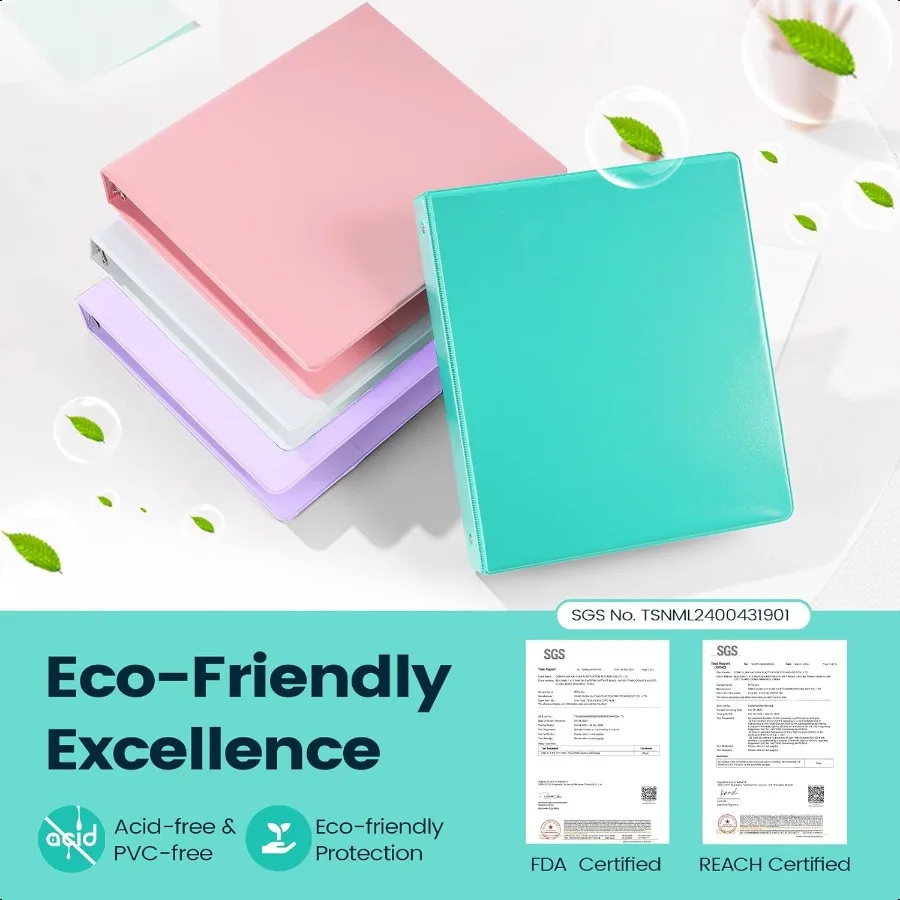 2 szt. BinderX Bardzo Wytrzymały Segregator z 3 Kółkami, Segregator z Okrągłymi Kółkami o Średnicy 1 Cala, Pojemność 350 Kartek Papieru o Formatie 8,5x11, Personalizowalna Okładka