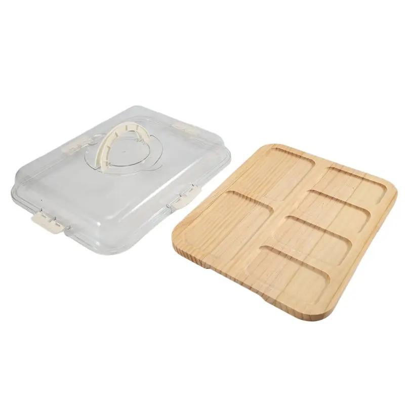 AT63-Cutting Boards For Kitchen, Charcuterie Board With Clear Lid,Travel Portable Cheese Board Charcuterie Boxes