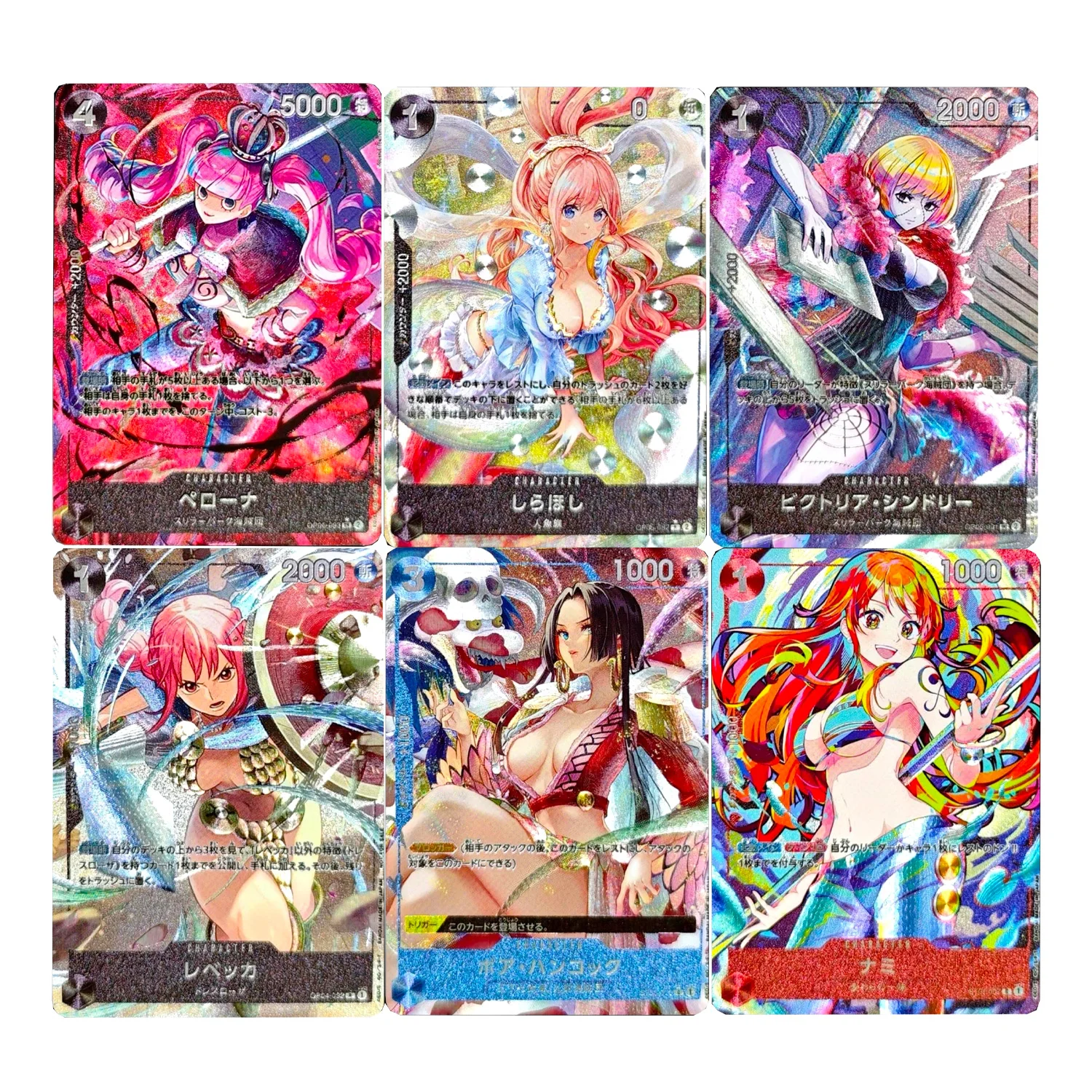 

6 шт./компл. 63X88 мм Diy Self Made One Piece Opcg Hancock Shirahoshi Коллекционная карта Coarse Flash Nami Bonney Аниме Карта Подарочные игрушки