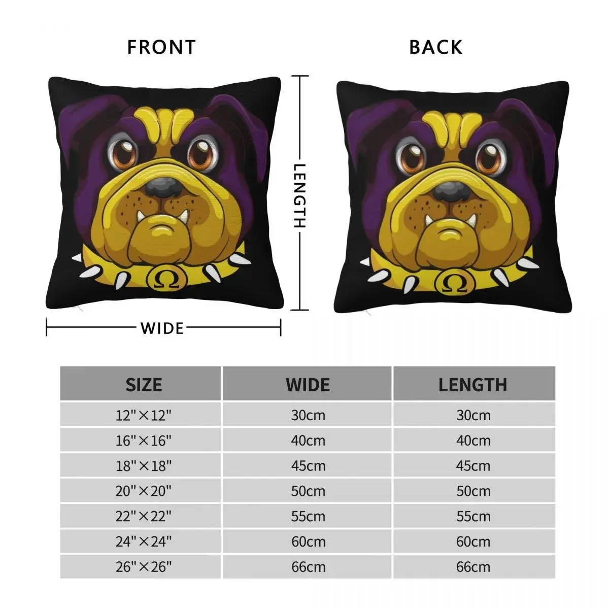 Omega Dog Spike Collar Square Pillowcase Polyester Linen Velvet Printed Zip Decor Pillow Case Sofa Seater Cushion Case