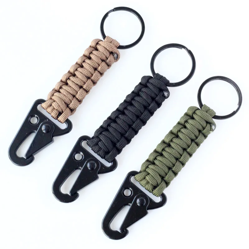 Outdoor Keychain Ring Camping Carabiner Military Paracord Cord Rope Camping Survival Kit Emergency Knot Bottle Opener Tools