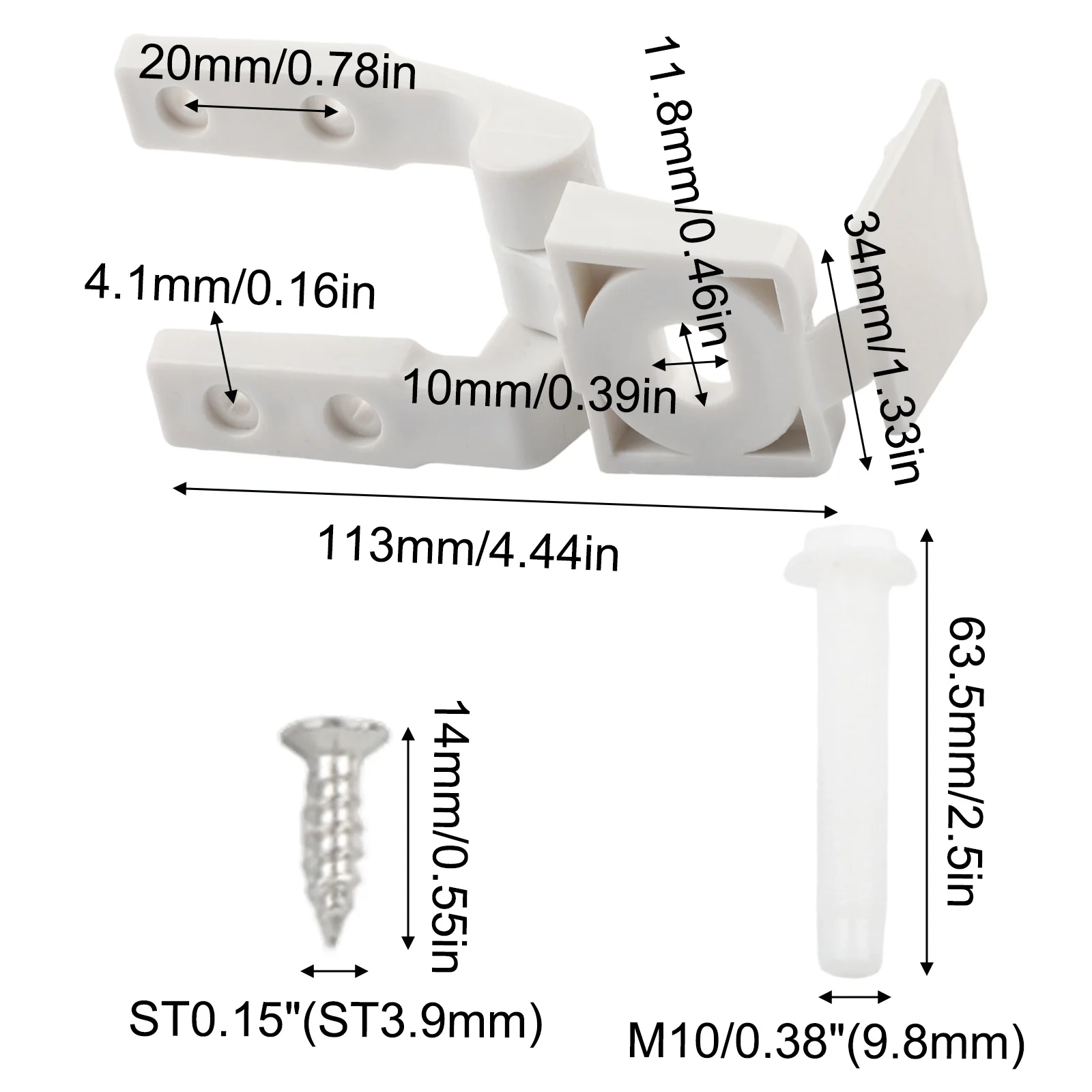 

Front Toilet Seat Hinge Kit Replacement with Plastic Hinges Bolts Screws Nuts Complete Replacement Set for Toilet Seats