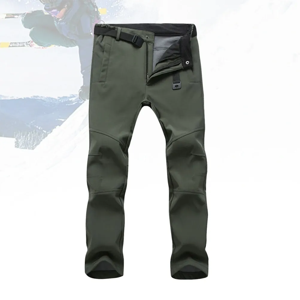 

Autumn Winter Men's Windproof Waterproof Ski Pants with Fleece Lining Elastic Waist Belt Included Lightweight Breathable Outdoor