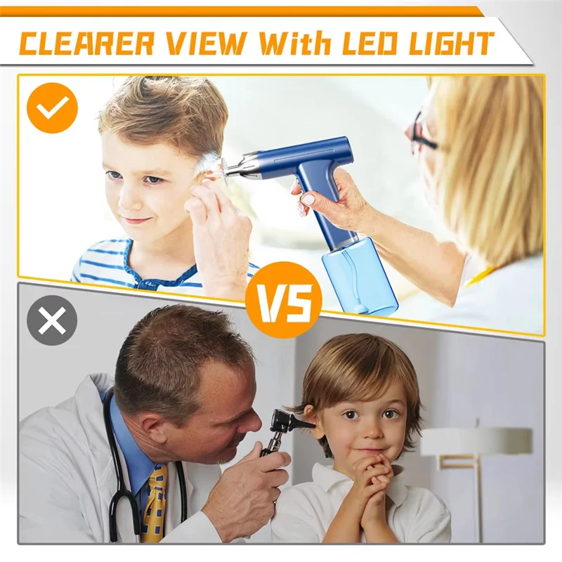 B92B-Ear Wax Removal เครื่องมือไฟฟ้าชุดทําความสะอาดหู 3 ขั้นตอนควบคุมความดันแบบพกพา Ear Canal Flushing สําหรับผู้ใหญ่เด็ก