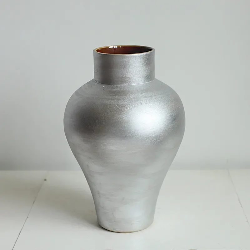 for Premium Brush Silver Zen Flower Decoration Hydroponic Vase Japanese Wabi Sabi Ornament Living Room Flower Arrangement