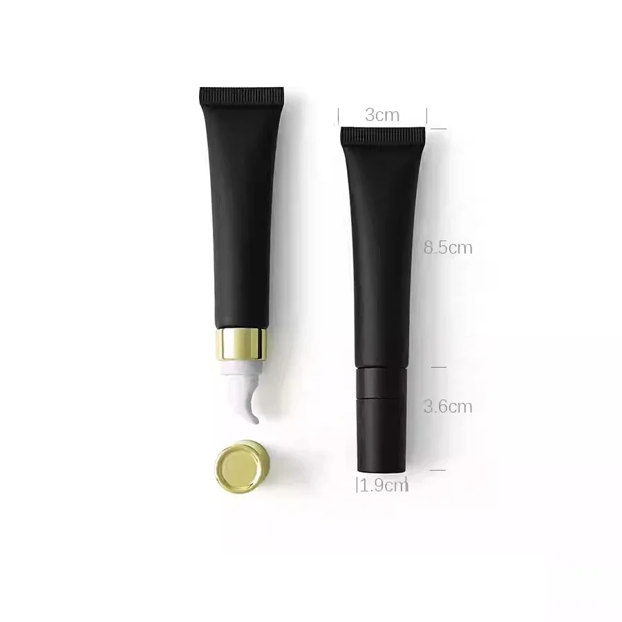15g Matte Black Cosmetics Squeeze Bottle 15ml Lip Balm Eye Cream Essence Lotion Refillable Container Plastic Soft Tube