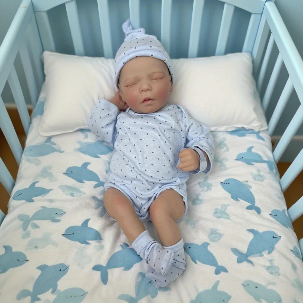 

BZDOLL 46cm 18inch Reborn Boy Doll, Full Soft Vinyl Body, Flexible 3D Skin with Veins, Realistic Newborn Toy, Birthday Gift