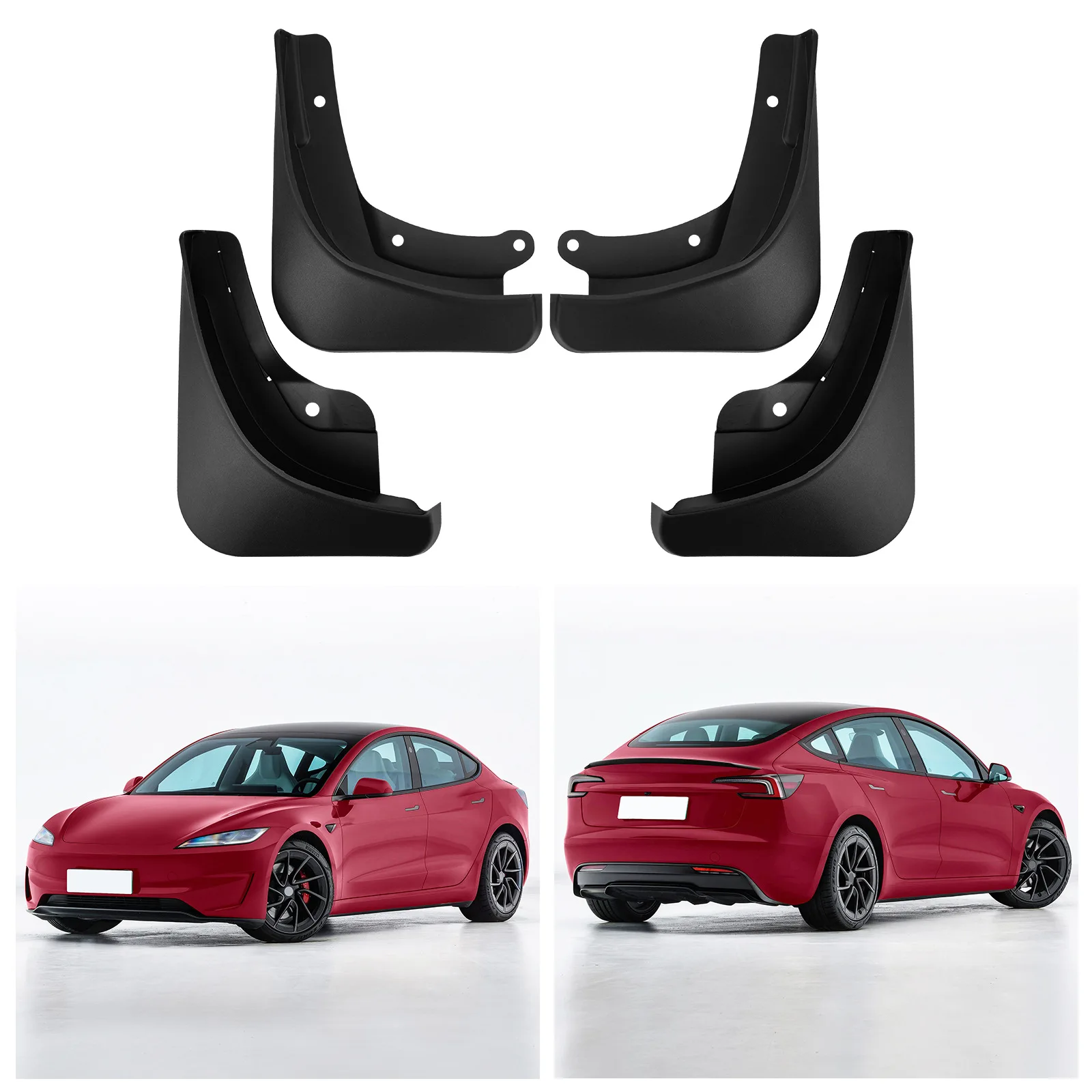 

Mud Flaps for Tesla Model 3 2024 2025 Highland Front Rear Mudguards Splash Guards No Drilling Required Fender Protectors 4Pcs