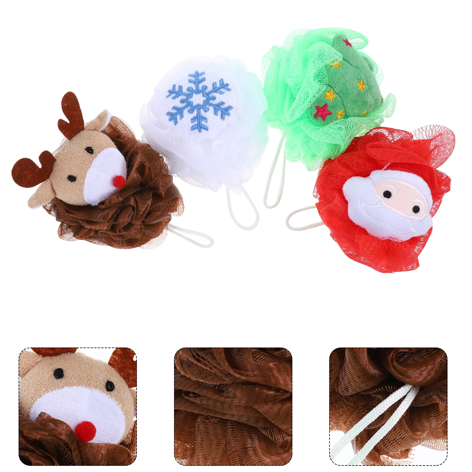 

Body Wash Puff Bath Flower Sponge Loofah Christmas Tree Shower Scrubber for Child